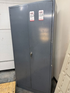 2-DOOR STORAGE CABINET, 3' X 18" X 78" HT, CONTENTS NOT INCLUDED-123