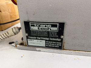 TRANS TECH SEALCUP 60 PAD PRINTING MACHINE, 600-4200 CYCLES/HOUR, S/N TAS6091150018-123A