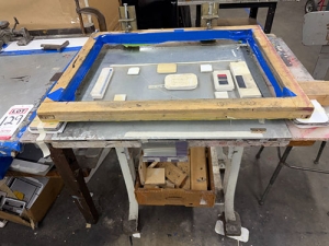 LOT - (2) SCREEN PRINTING TABLES: (1) 49" X 36" OVERALL AND (1) 34" X 29" OVERALL-129