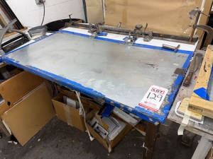 LOT - (2) SCREEN PRINTING TABLES: (1) 49" X 36" OVERALL AND (1) 34" X 29" OVERALL-129