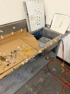 STAINLESS STEEL PREP TABLE W/ SINK, 6' X 28", 34" COUNTER HT-145