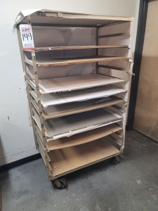 STEEL RACK ON CASTERS, 39" X 24" X 67" HT-149