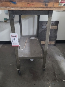 SHOP CART, 16" X 30", W/ 24" X 40" PLYWOOD TOP, CONTENTS NOT INCLUDED-197