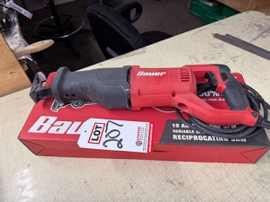 BAUER VARIABLE SPEED RECIPROCATING SAW, MODEL 1975E-B, W/ ORIGINAL CARTON-207