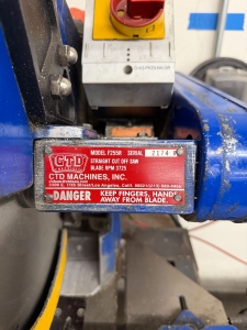 CTD 12" STRAIGHT CUT OFF SAW, MODEL F255R, 3725 RPM, S/N 2174R, W/ (2) PNEUMATIC MATERIAL HOLD DOWNS-10