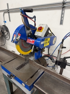 CTD 12" MITRE SAW, MODEL M25R, 3725 RPM, S/N 882R, W/ (2) PNEUMATIC MATERIAL HOLD DOWNS-11