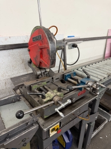 HABERLE 13" MITERING COLD SAW, MODEL HL4, S/N 124341286, W/ 23' ROLLER INFEED/OUTFEED TABLES-17