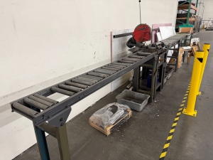 HABERLE 13" MITERING COLD SAW, MODEL HL4, S/N 124341286, W/ 23' ROLLER INFEED/OUTFEED TABLES-17