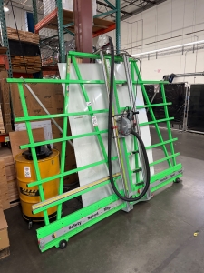 SAFETY SPEED VERTICAL PANEL SAW, W/ MILWAUKEE 3-1/4 HP POWER UNIT AND SHOP-VAC 4 HP INDUSTRIAL WET/DRY VAC-20