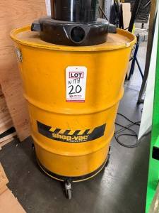 SAFETY SPEED VERTICAL PANEL SAW, W/ MILWAUKEE 3-1/4 HP POWER UNIT AND SHOP-VAC 4 HP INDUSTRIAL WET/DRY VAC-20