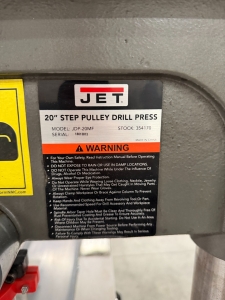 JET 20" DRILL PRESS, MODEL JDP-20MF, S/N 18013813, W/ STATIONARY FLOOR MOUNT-24
