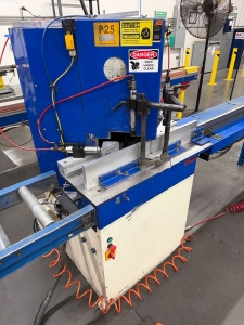 CTD N90 NOTCHING DOUBLE MITRE SAW, S/N 443, W/ INFEED AND OUTFEED TABLES-29