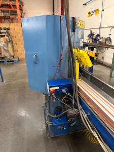 CTD N90 NOTCHING DOUBLE MITRE SAW, S/N 418, W/ INFEED AND OUTFEED TABLES-30