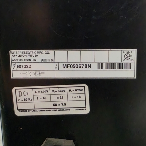 MILLER MILLERMATIC 252 WELDING POWER SOURCE, STOCK NO. 907322, S/N MF050678N-38