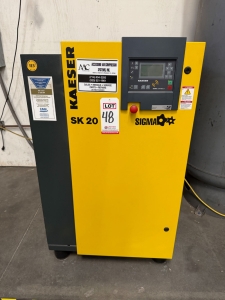 2023 KAESER SK 20 AIR COMPRESSOR, ROTARY SCREW TYPE, 20 HP, SIGMA CONTROL 2 DIGITAL CONTROLLER, ENCLOSED CABINET, S/N 2029-9261505-48