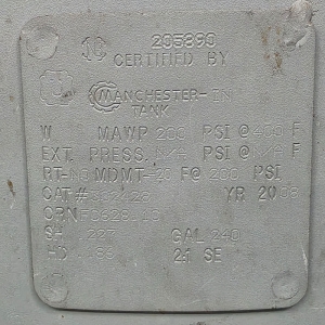 2008 AIR RECEIVING TANK, 240-GALLON CAPACITY-52A
