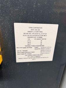 OMAX-2022 OMAX MAXIEM M2040 ABRASIVE WATERJET CUTTING SYSTEM, 3-AXIS CUTTING HEAD, TABLE SIZE: 13' 4" X 7'0" XY,  CUTTING TRAVEL: 13' 4" X 6' 8", Z-AXIS TRAVEL: 12", MAXJET 5I NOZZLE, 600 LB. ABRASIVE HOPPER, PULL-TO-OPEN VALVE SINGLE NOZZLE, WATER FILTER, CUTTING TABLE, S/N M20405268-57