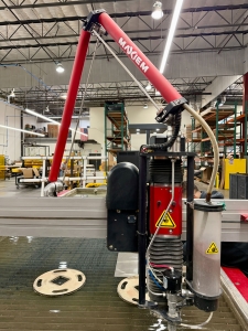 OMAX-2022 OMAX MAXIEM M2040 ABRASIVE WATERJET CUTTING SYSTEM, 3-AXIS CUTTING HEAD, TABLE SIZE: 13' 4" X 7'0" XY,  CUTTING TRAVEL: 13' 4" X 6' 8", Z-AXIS TRAVEL: 12", MAXJET 5I NOZZLE, 600 LB. ABRASIVE HOPPER, PULL-TO-OPEN VALVE SINGLE NOZZLE, WATER FILTER, CUTTING TABLE, S/N M20405268-57