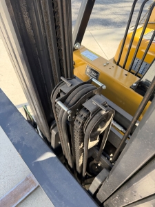 2023 CATERPILLAR LPG FORKLIFT, MODEL GC40K, 8,000 LB CAPACITY, 3-STAGE MAST, SIDE SHIFT, 8' FORKS, SOLID CUSHION TIRES, LOAD LIGHTS, REARVIEW MIRRORS, CLEARCAP RAINCAP, APPROX. 498 HOURS, S/N AT87B11599-63