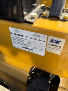 2023 CATERPILLAR LPG FORKLIFT, MODEL GC40K, 8,000 LB CAPACITY, 3-STAGE MAST, SIDE SHIFT, 8' FORKS, SOLID CUSHION TIRES, LOAD LIGHTS, REARVIEW MIRRORS, CLEARCAP RAINCAP, APPROX. 498 HOURS, S/N AT87B11599-63