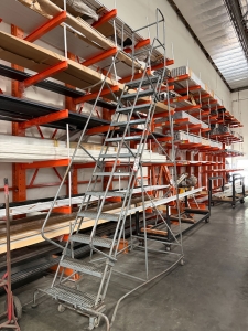 COTTERMAN ROLLING STOCK LADDER, 350 LB CAPACITY, 9'-2" TOP STEP HT, (BENT BOTTOM TUBING)-79