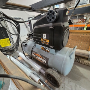 MCGRAW 8-GALLON PORTABLE AIR COMPRESSOR, OIL FREE, 1-1/2 HP, 150 MAX PSI-126