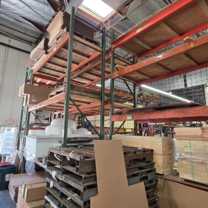 LOT - (3) SECTIONS OF PALLET RACKING, 10' BEAMS, 42" X 16' UPRIGHTS, PLYWOOD DECKING, CONTENTS NOT INCLUDED-135