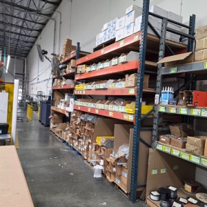LOT - (2) SECTIONS OF PALLET RACKING, 10' BEAMS, 4' X 11' UPRIGHTS, PLYWOOD DECKING, CONTENTS NOT INCLUDED-144