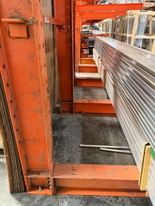 LOT - (3) 17' CANTILEVER MATERIAL RACKS W/ CROSS BRACING, 4' ARMS, 16' TOTAL HT, CONTENTS NOT INCLUDED-152