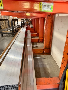 LOT - (3) 17' CANTILEVER MATERIAL RACKS W/ CROSS BRACING, 4' ARMS, 16' TOTAL HT, CONTENTS NOT INCLUDED-153