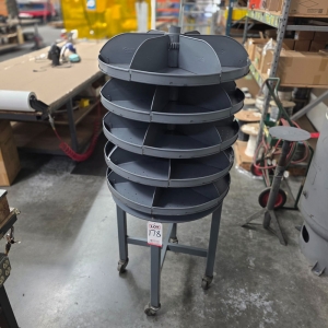 5-TIER LAZY SUSAN PARTITIONED SHELF UNIT, ON CASTERS, CONTENTS NOT INCLUDED-178
