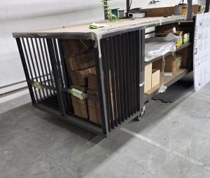 STEEL TABLE W/ 13'-8" X 24" X 26" TOP HT, CONTENTS NOT INCLUDED-196