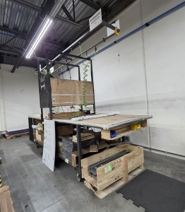STEEL TABLE W/ 13'-8" X 24" X 26" TOP HT, CONTENTS NOT INCLUDED-196