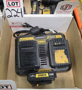 LOT - (1) DEWALT DCB102 JOBSITE CHARGING STATION W/ (3) 20V BATTERIES-224