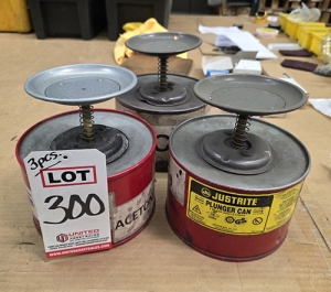 LOT - (3) JUSTRITE PLUNGER CANS, W/ ACETONE-300
