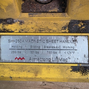 LOT - (2) ARMSTRONG LIFTMAG LIFTING MAGNETS, MODEL SH-250A, 250 LBS HOLDING POWER-301