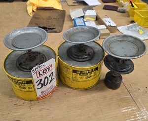 LOT - (2) JUSTRITE PLUNGER CANS, W/ EXTRA PLUNGER MECHANISM-302