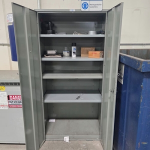 2-DOOR STORAGE CABINET, 3' X 19" X 6' HT, CONTENTS NOT INCLUDED-349