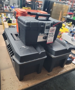 LOT - (2) SMALL & (2) MEDIUM PLASTIC TOOLBOXES-376