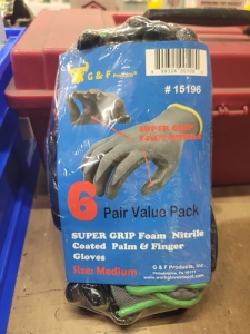 LOT - (16) PACKS OF WORK GLOVES, ALL SIZE MEDIUM, (6) PAIR PER PACK-425