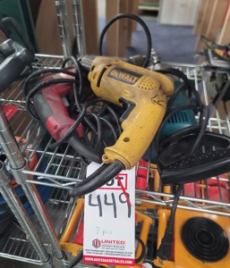 LOT - (3) DRILLS: (1) DEWALT, (1) MAKITA, (1) MILWAUKEE-449