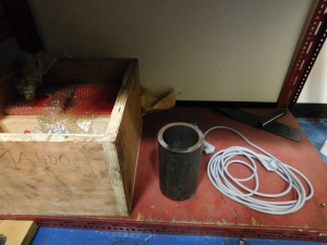 LOT OF (2) SECTIONS OF RED SHELVING W/CONTENTS (SEE PHOTOS)-352