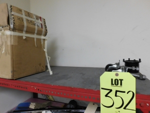 LOT OF (2) SECTIONS OF RED SHELVING W/CONTENTS (SEE PHOTOS)-352