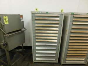 STANLEY VIDMAR 14 DRAWER TOOL/PARTS CABINET, 30"X28"X59"-36