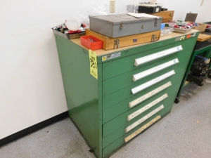 STANLEY VIDMAR 7 DRAWER TOOL/PARTS CABINET,45"X28"X42", W/CONTENTS OF PIN & PLUG GAGE SETS, & MISC. INSPECTION ITEMS-381