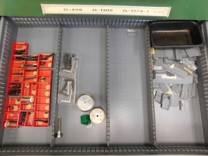 STANLEY VIDMAR 7 DRAWER TOOL/PARTS CABINET,45"X28"X42", W/CONTENTS OF PIN & PLUG GAGE SETS, & MISC. INSPECTION ITEMS-381