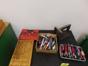 ROLLING CART W/MICROFLAT 36"X24"X5-1/4" GRANITE SURFACE PLATE, PLUS ANGLE BLOCK, & PIN & PLUG GAGE SETS-382