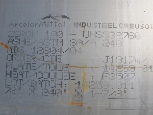 72" X 240" X 2" X 9,452 LBS ZERON 100 METAL PLATE, S/N 16396011 (W-46 YARD) LOADING & HANDLING FEE $25-