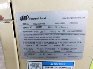 INGERSOLL RAND CYCLING REFRIGERATED DRYER, MODEL NVC700A40N, S/N 540952-388
