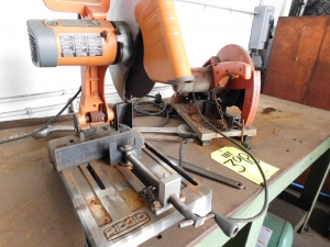 WELDING TABLE, 84"X36"X37", W/(2) CUT-OFF SAWS-398